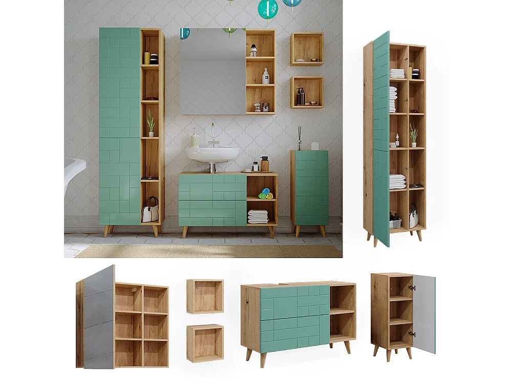 Meubles bain vert menthe 90x32x59 rudi