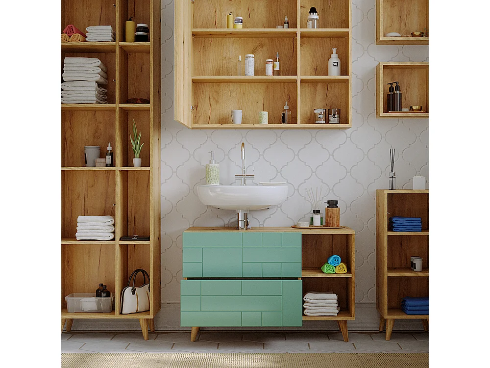 Meubles bain vert menthe 90x32x59 rudi