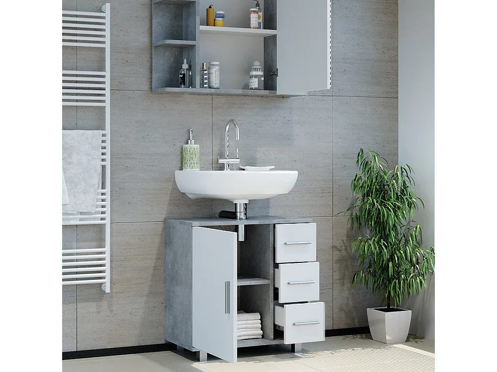 Badkamermeubel set beton 60x33x60.8 ilias