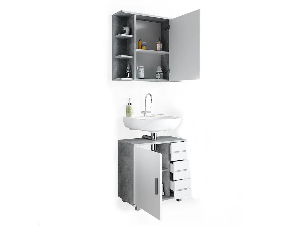 Badkamermeubel set beton 60x33x60.8 ilias