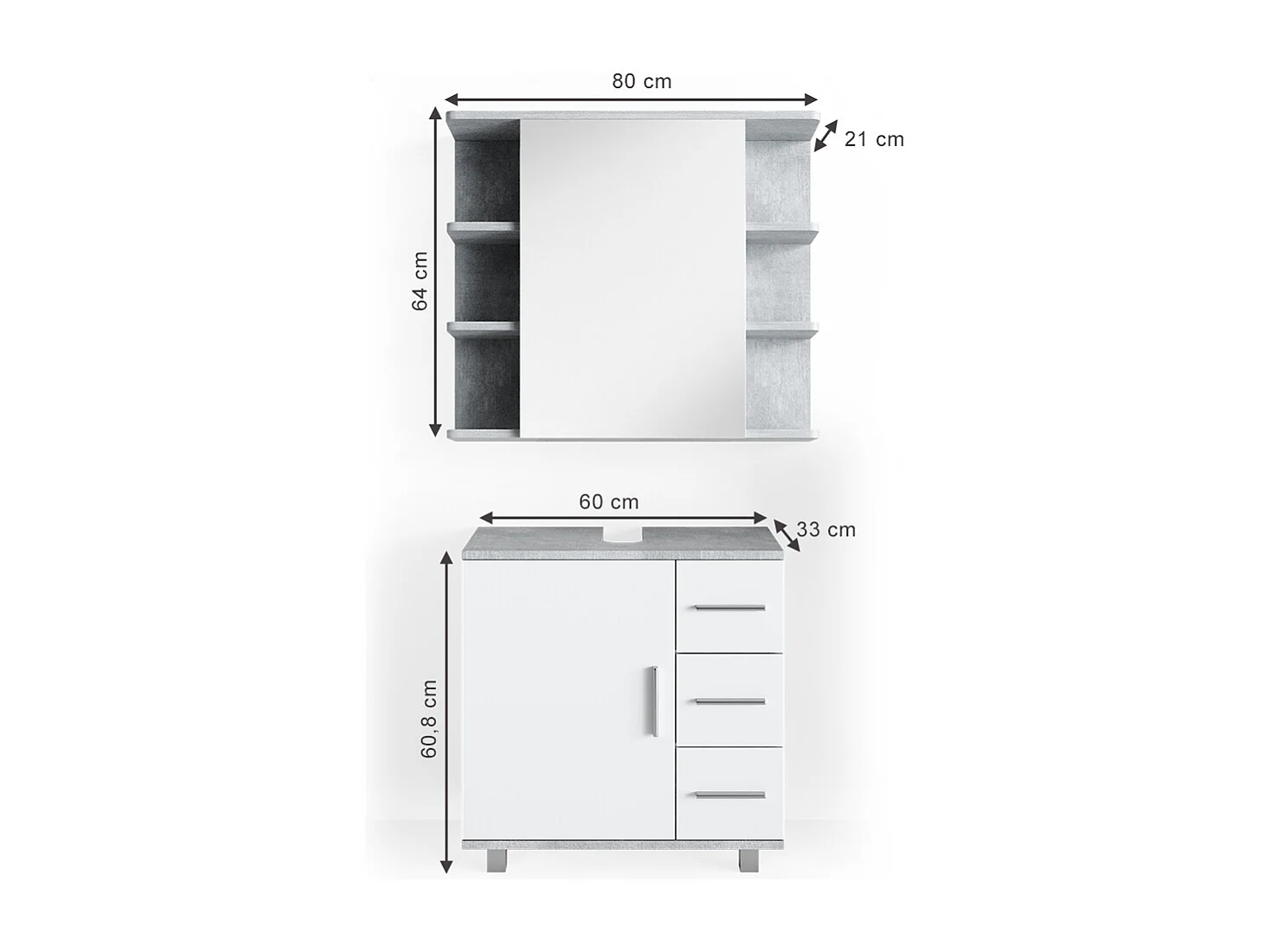Meubles bain béton 60x33x60.8 ilias