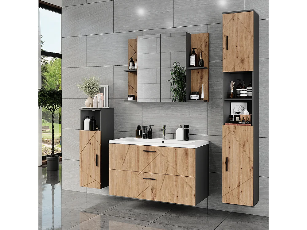 Ensemble de meubles de salle de bains anthracite 100x44.6x57 irma