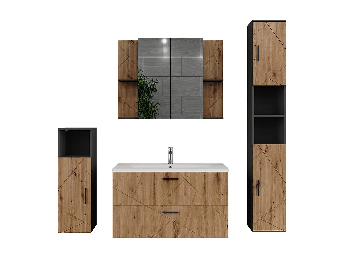 Ensemble de meubles de salle de bains anthracite 100x44.6x57 irma