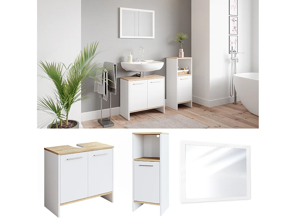 Set mobili bagno bianco 60x28x82 elvio