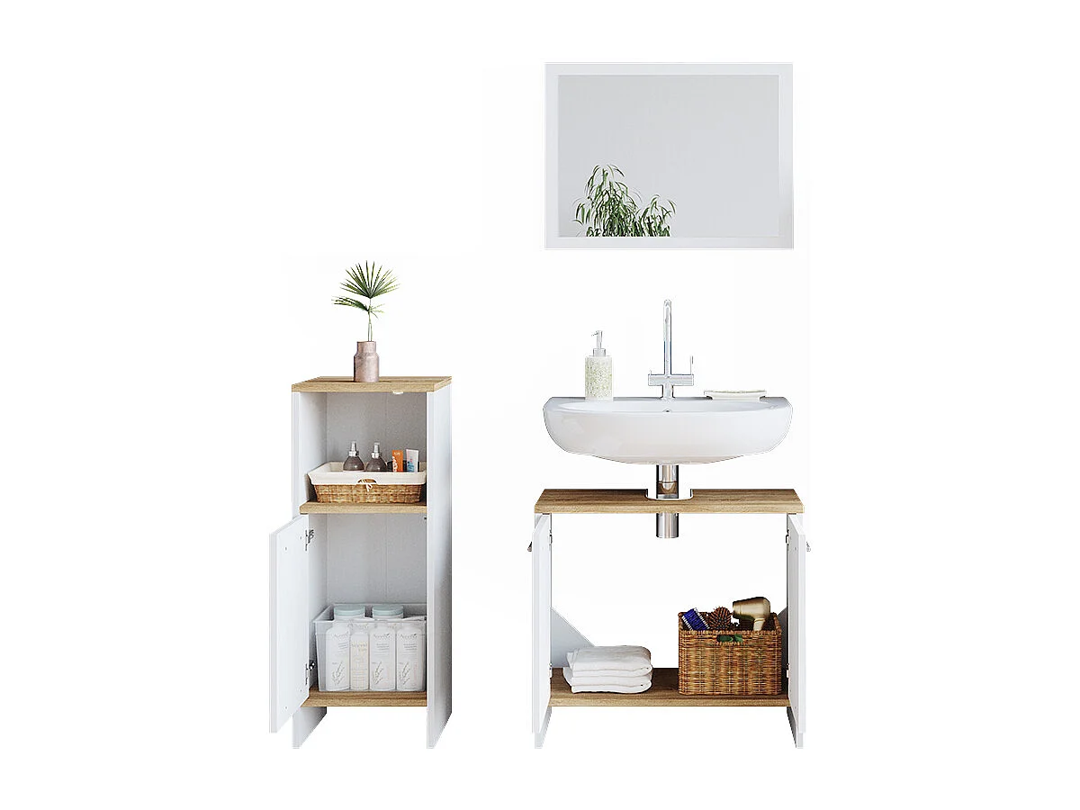 Set mobili bagno bianco 60x28x82 elvio