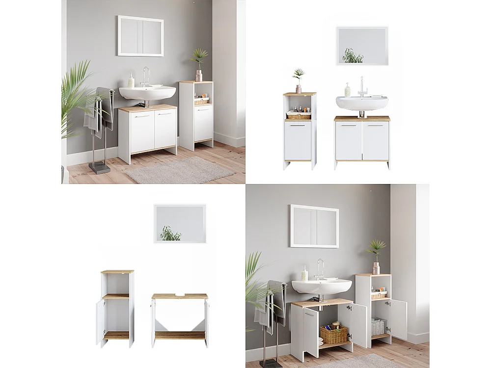 Set mobili bagno bianco 60x28x82 elvio