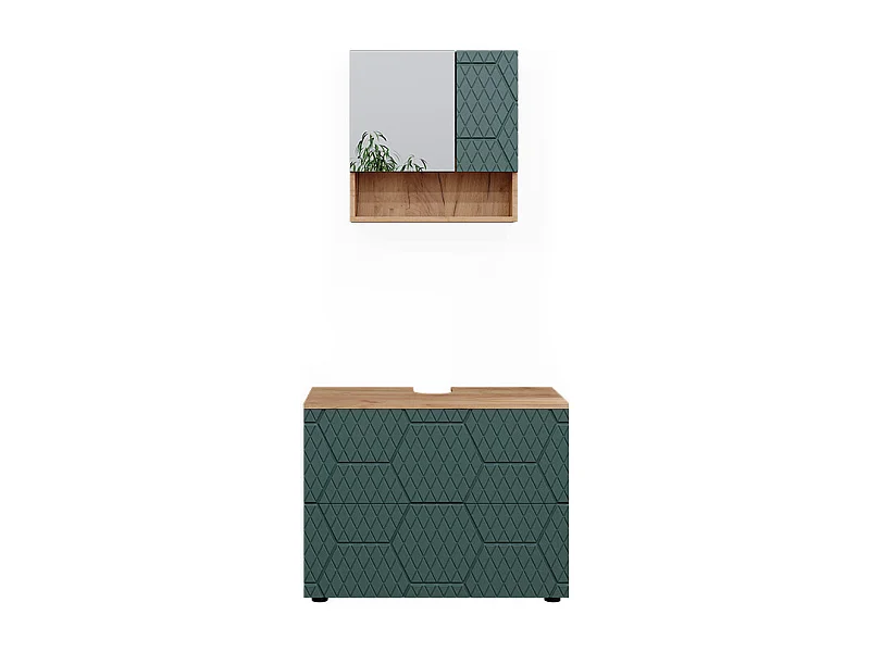 Set mobili bagno quercia verde/oro 80x41x58.6 irma