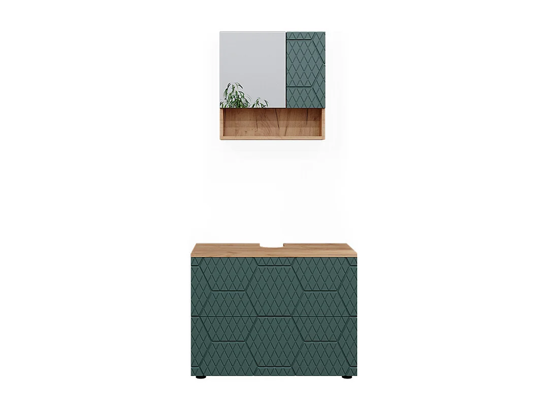 Set mobili bagno quercia verde/oro 80x41x58.6 irma