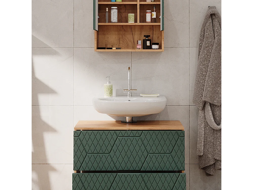 Set mobili bagno quercia verde/oro 80x41x58.6 irma