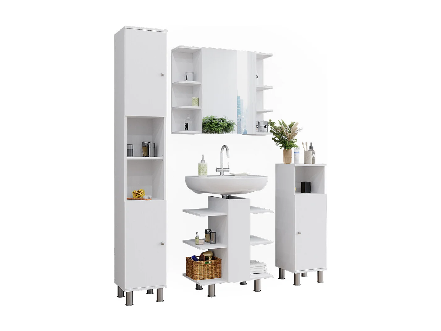 Set de muebles de baño blanco 79.6x36.6x190 fynn