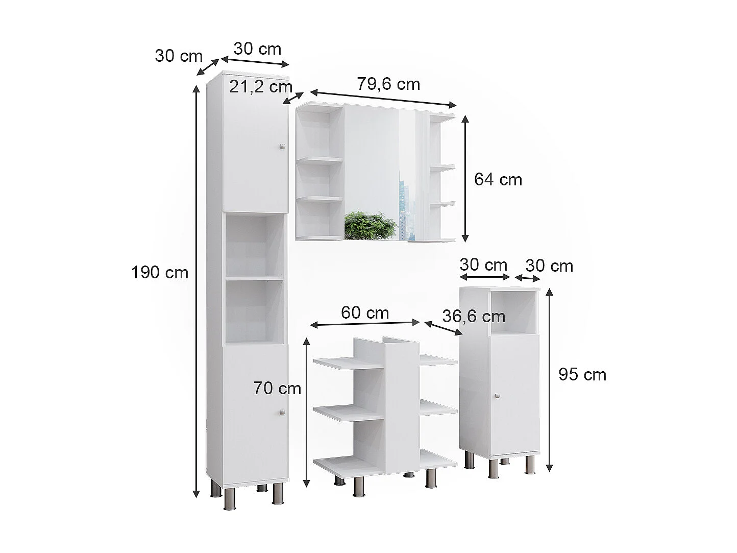Meubles bain blanc 79.6x36.6x190 fynn