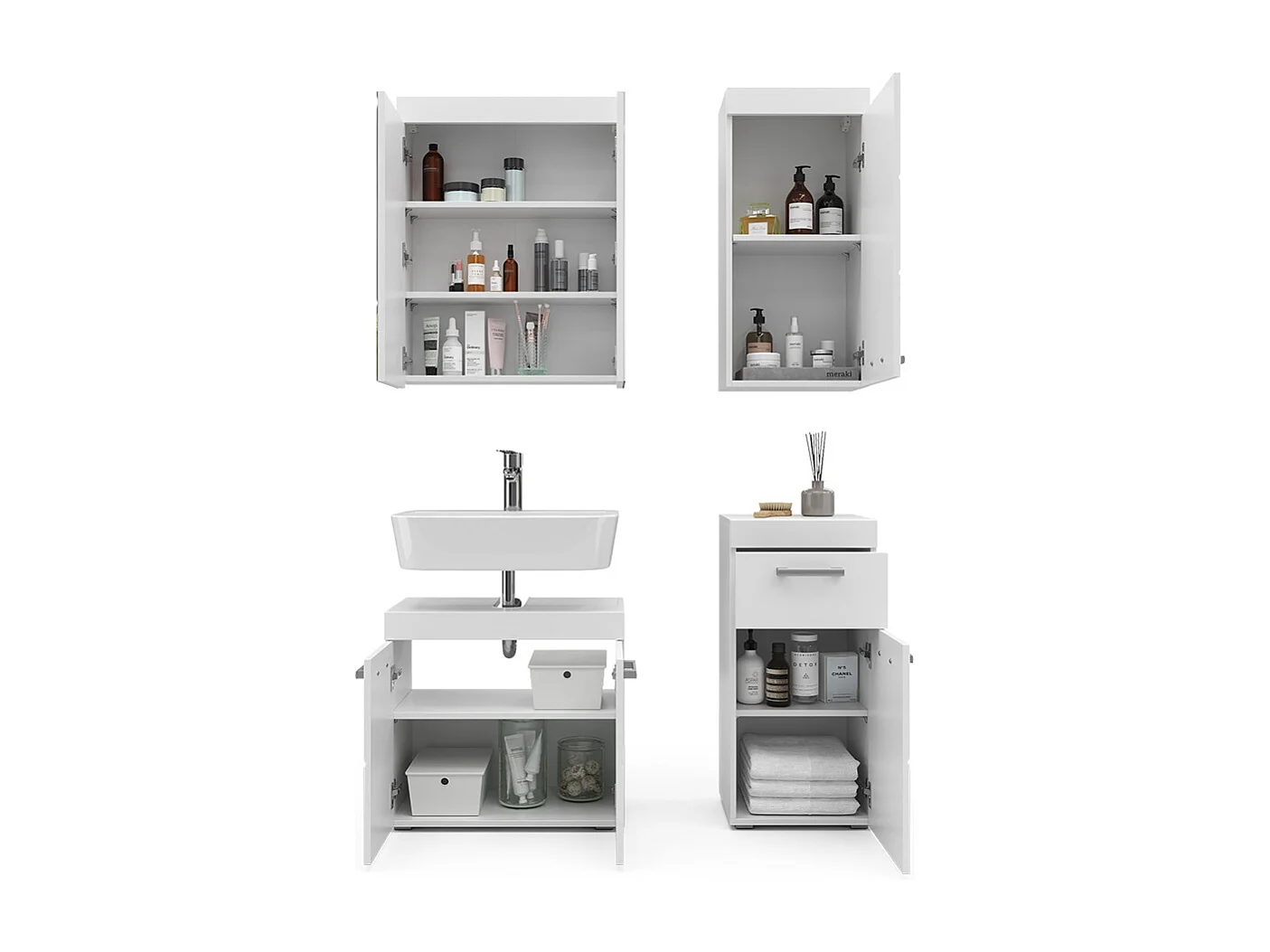Set mobili bagno bianco 60x34x56 luna