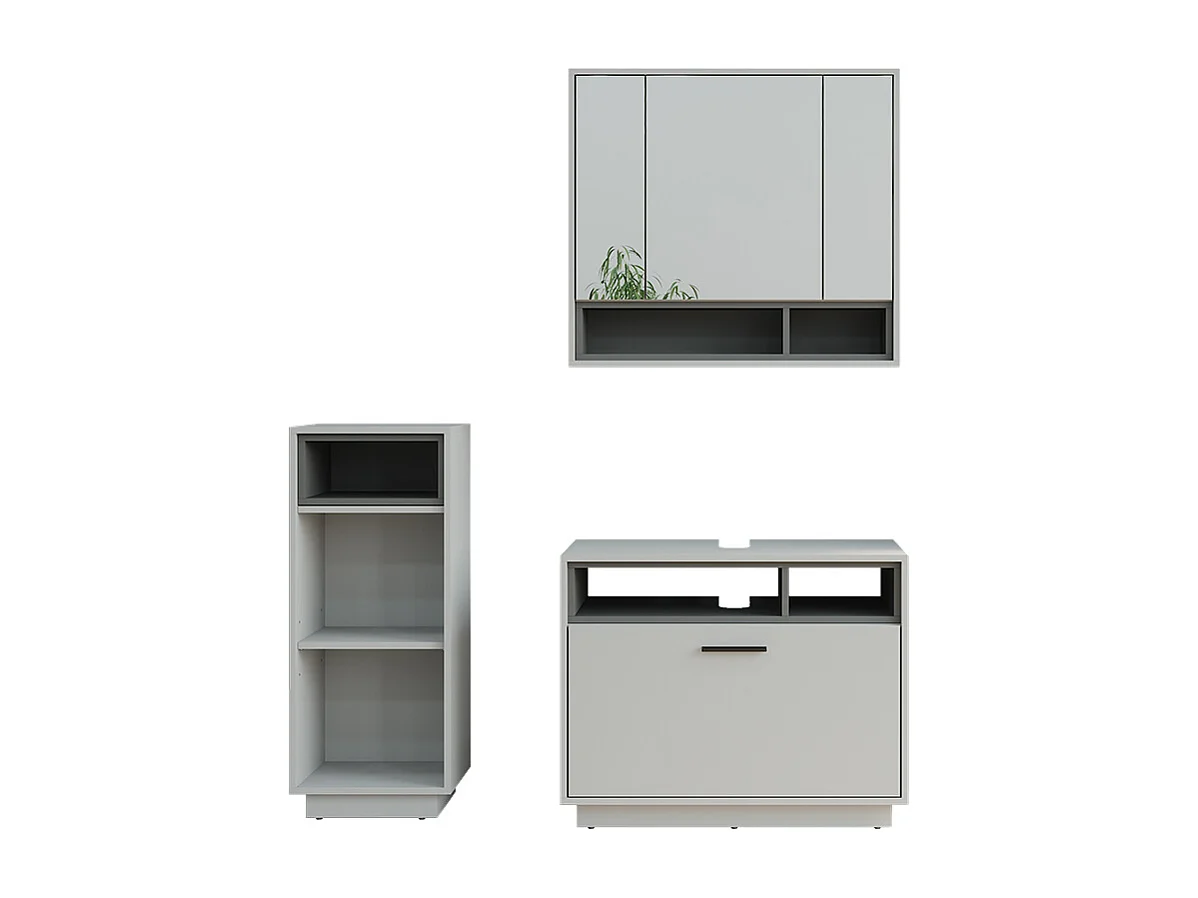 Badmöbel-Set grau/anthrazit 80x35x64 beatrice