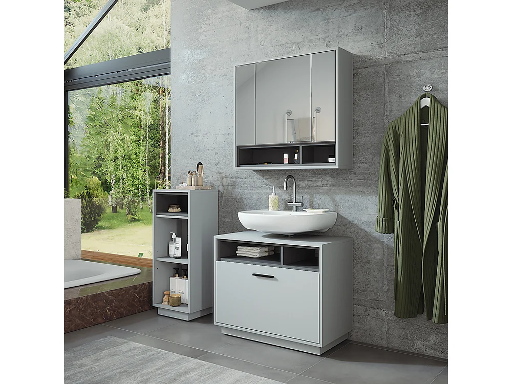 Meubles bain gris/anthracite 80x35x64 beatrice