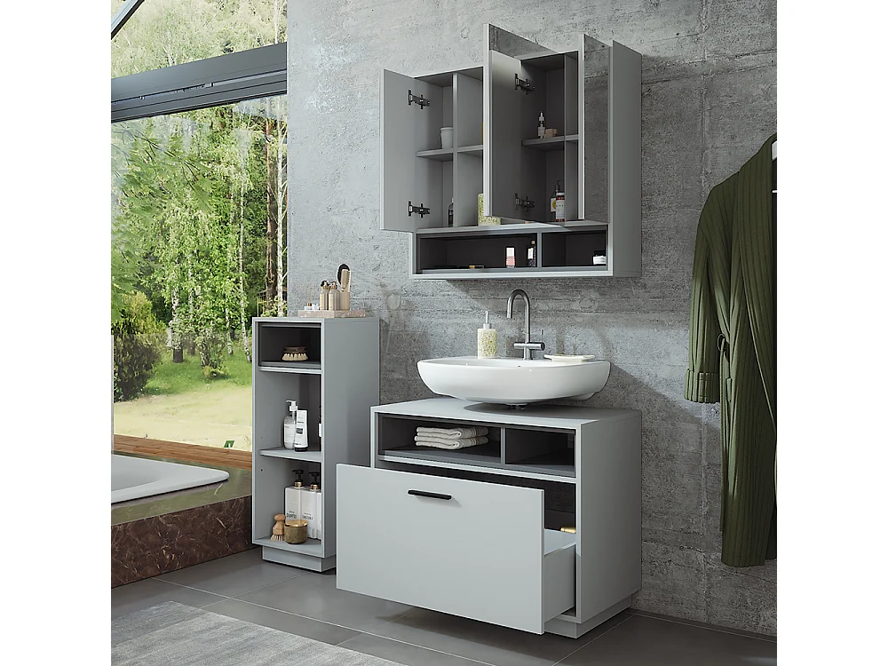 Meubles bain gris/anthracite 80x35x64 beatrice