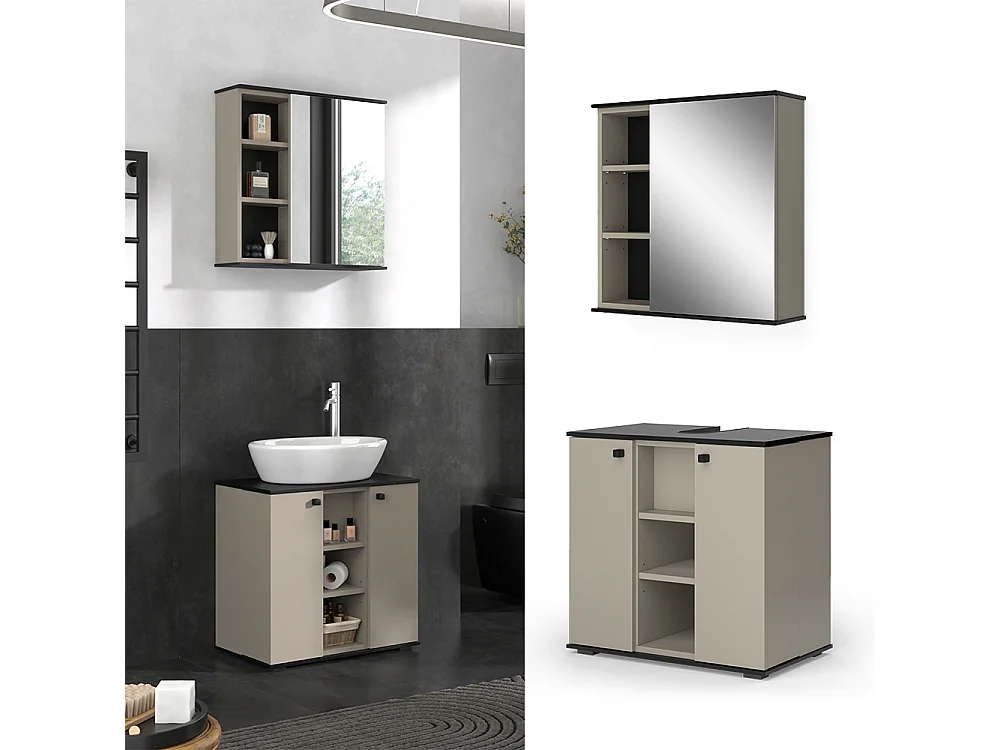 Meubles bain grège 60x37x59 joli