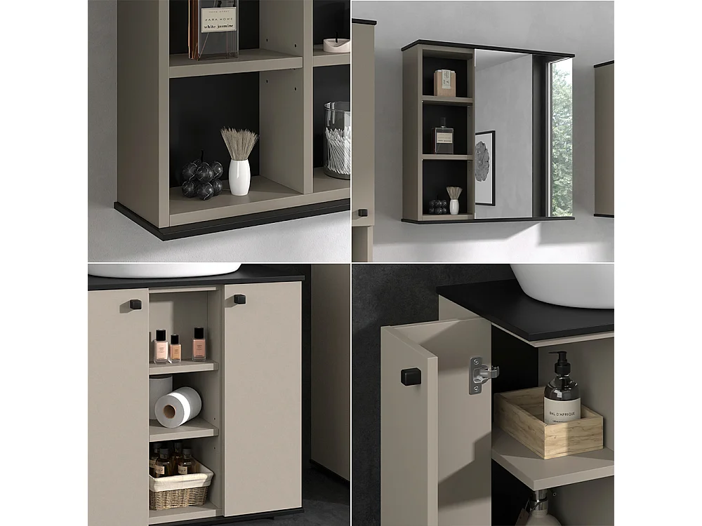 Meubles bain grège 60x37x59 joli