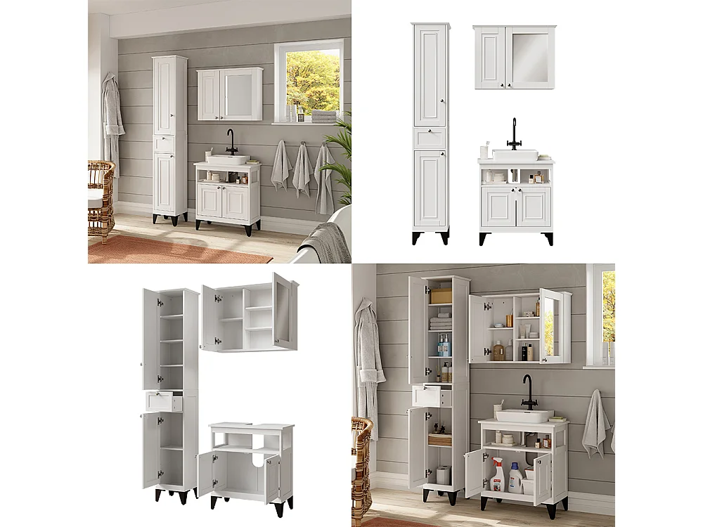 Set di mobili da bagno bianco 60x30x65 vanity