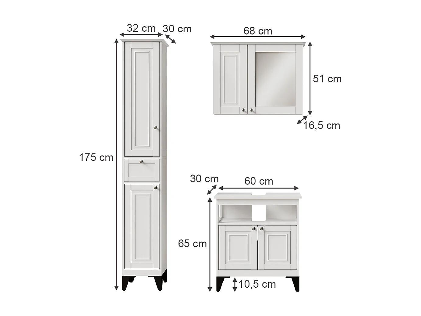 Meubles bain blanc 60x30x65 vanity