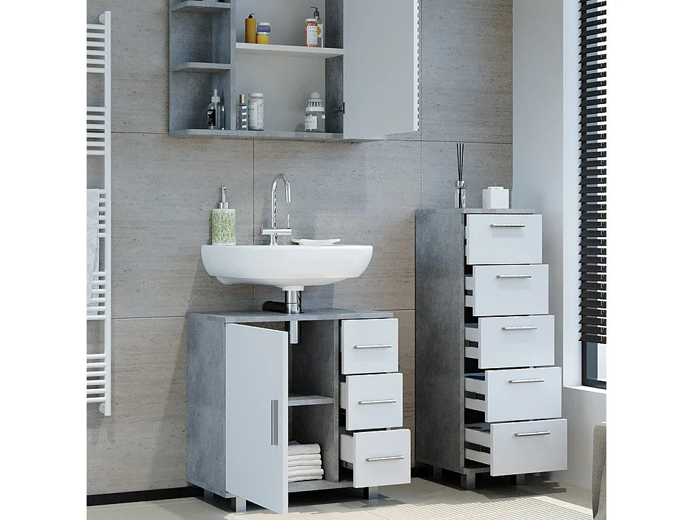 Set mobili bagno calcestruzzo 60x33x60.8 ilias