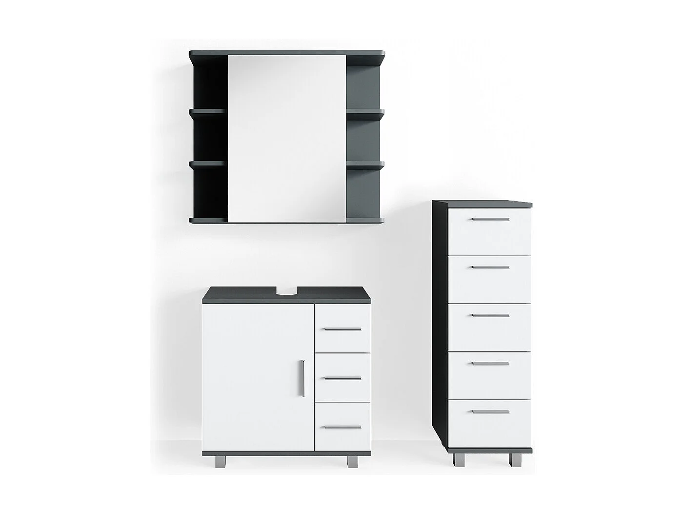 Set mobili bagno antracite 60x33x60.8 ilias