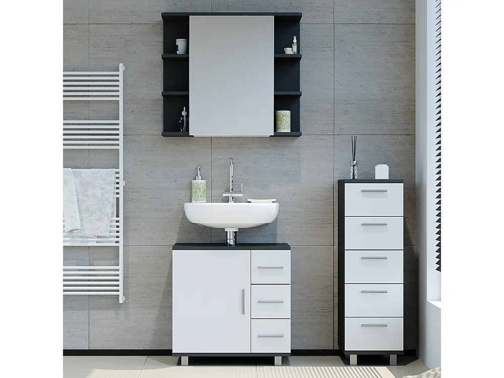 Set mobili bagno antracite 60x33x60.8 ilias