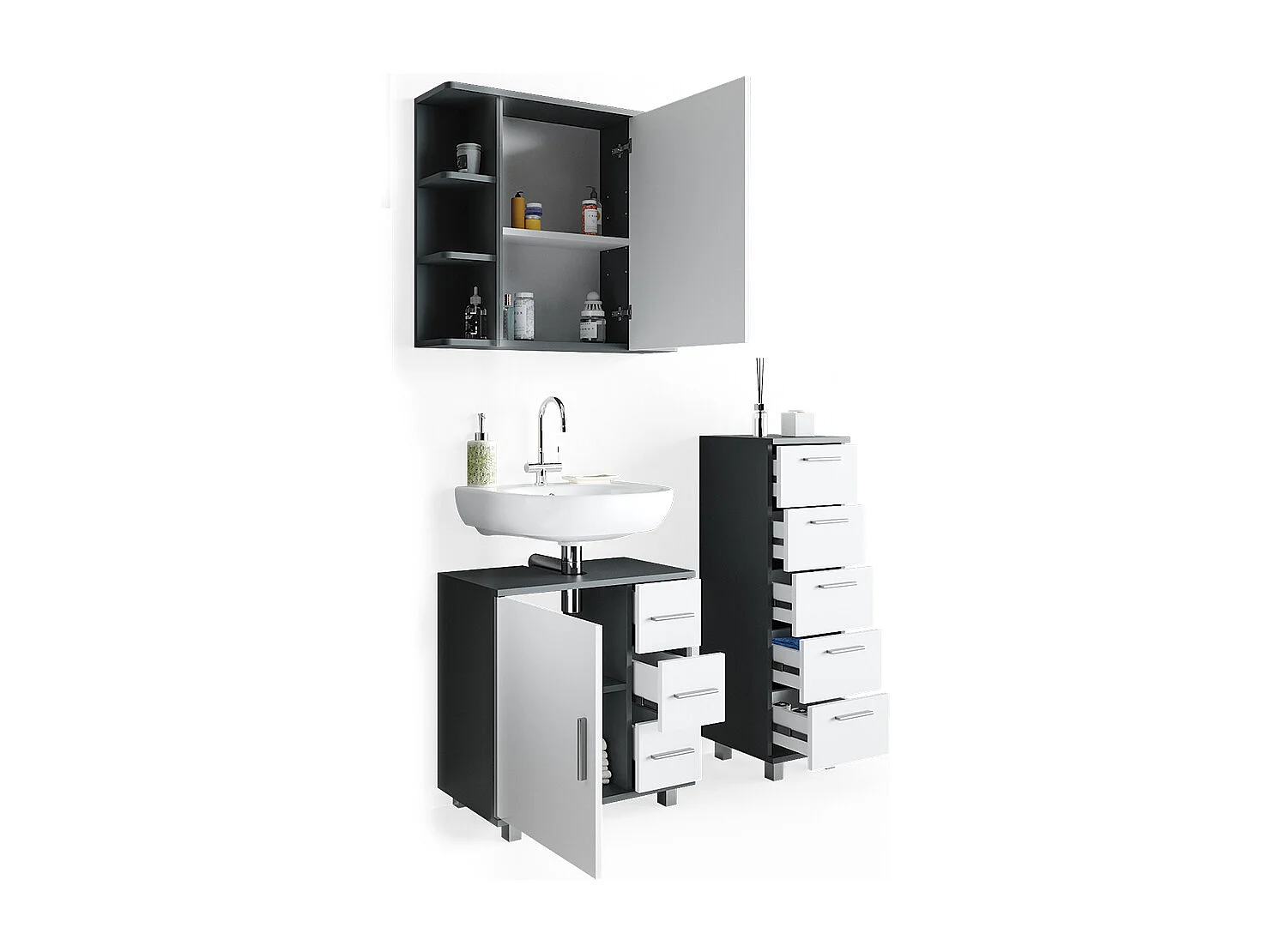 Set mobili bagno antracite 60x33x60.8 ilias