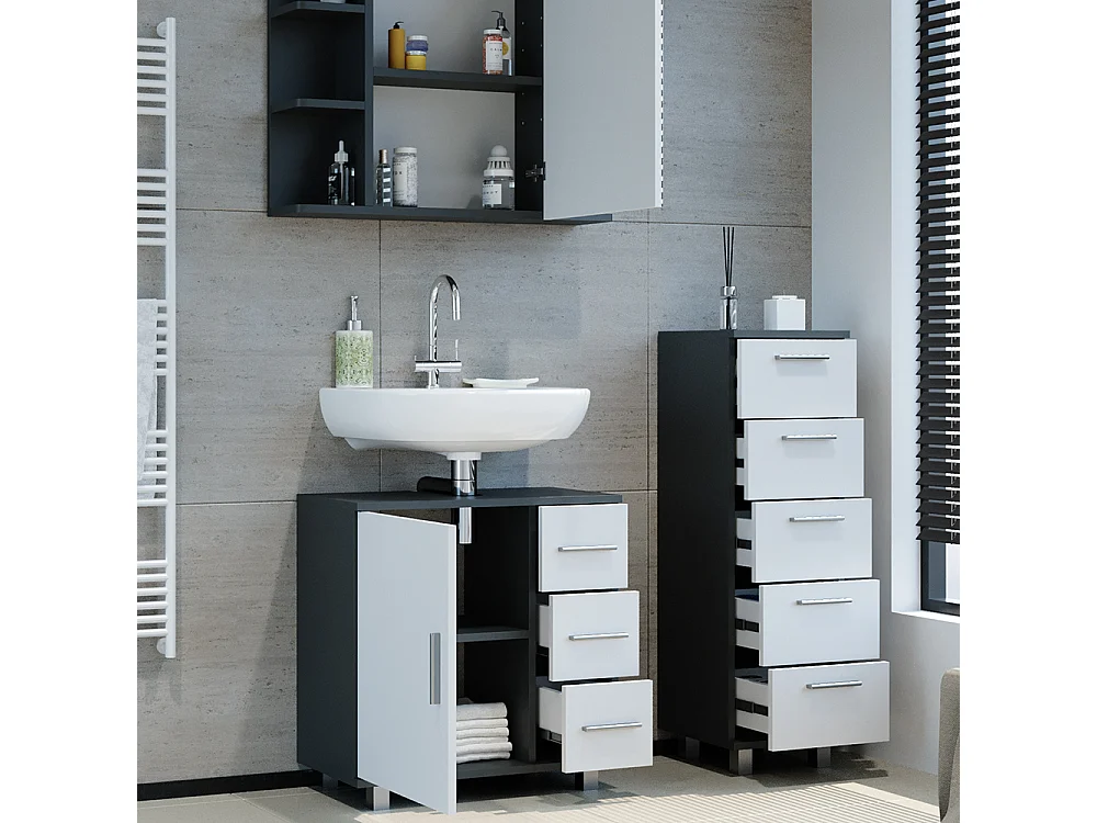 Meubles bain anthracite 60x33x60.8 ilias