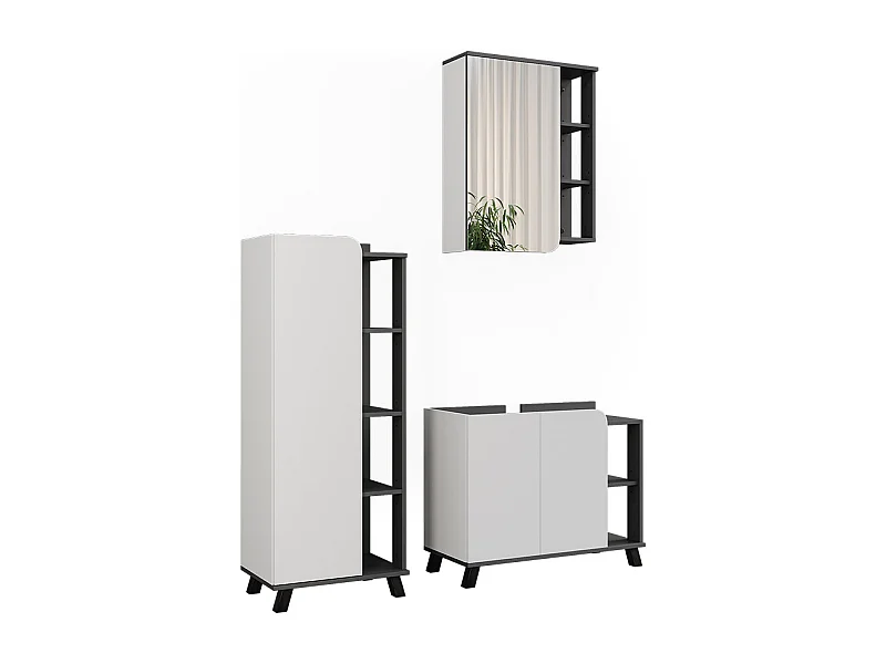 Badmöbel-Set anthrazit/weiß 80x35x65 karen