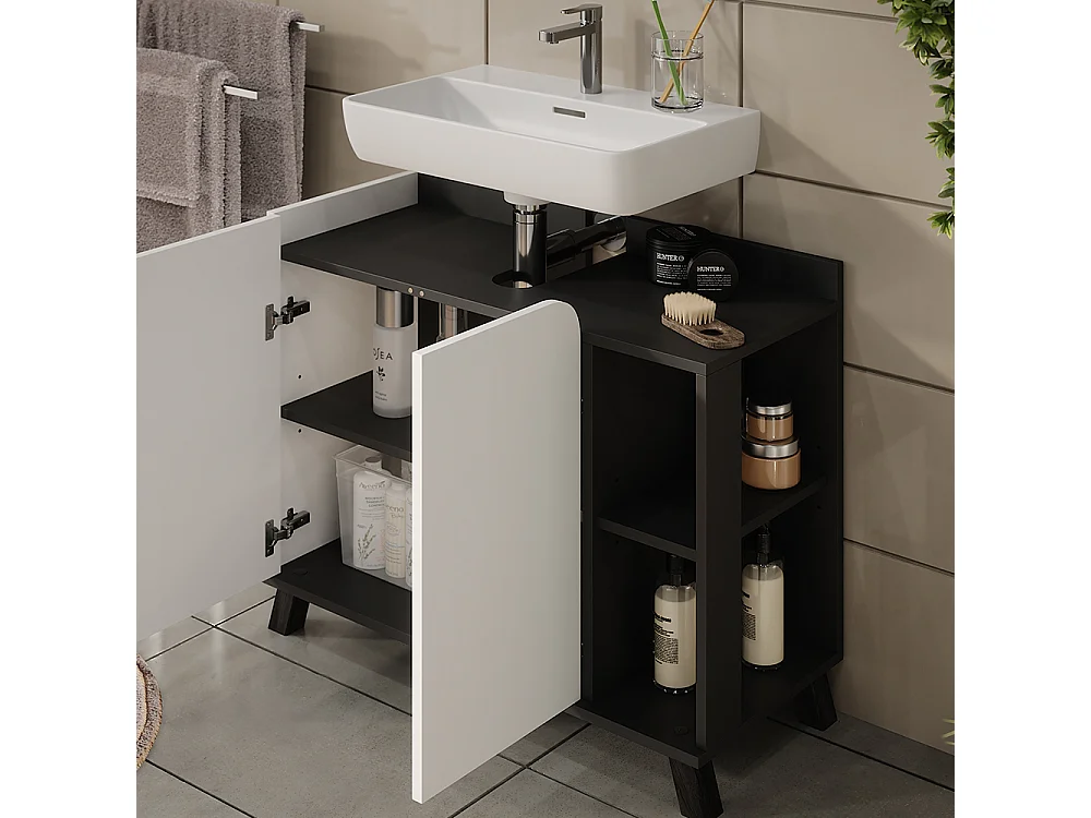 Ensemble de meubles de salle de bain anthracite/blanc 80x35x65 karen