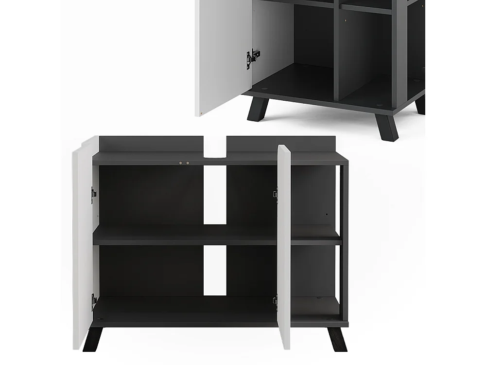 Ensemble de meubles de salle de bain anthracite/blanc 80x35x65 karen