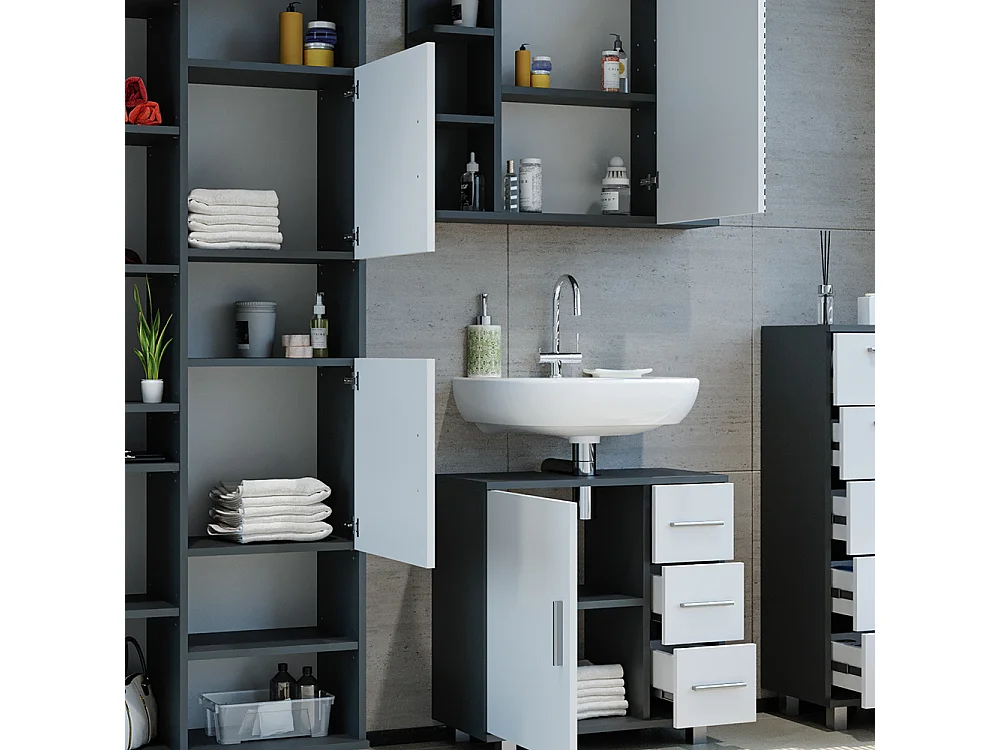 Set mobili bagno antracite 60x33x60 ilias