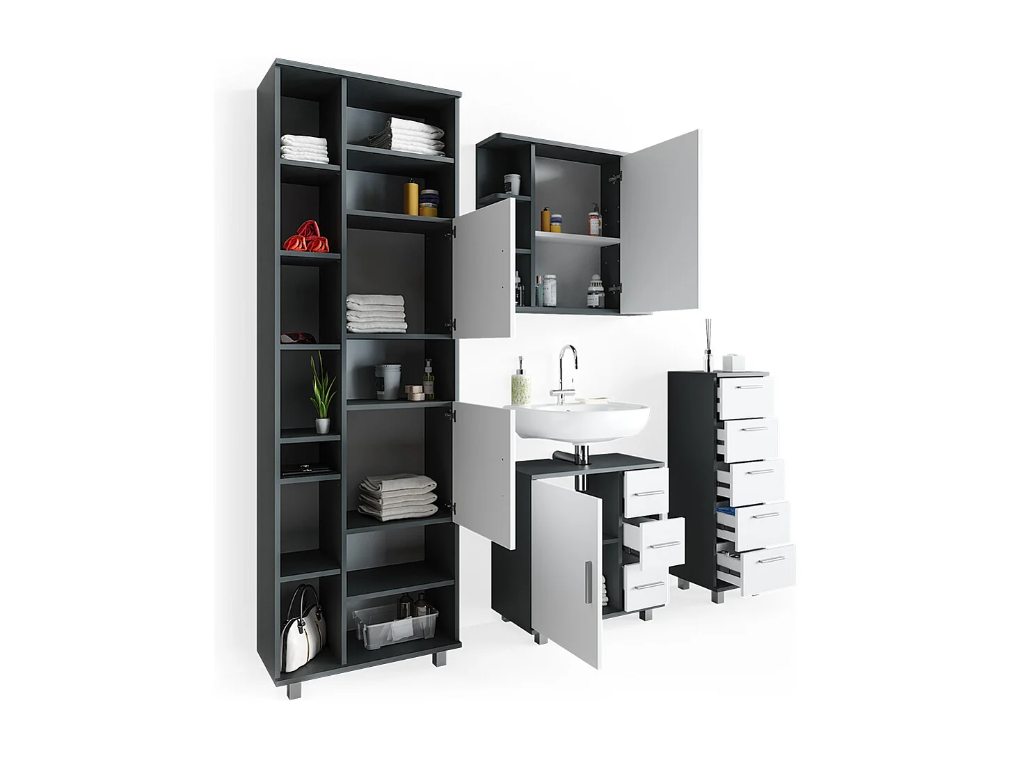 Set mobili bagno antracite 60x33x60 ilias