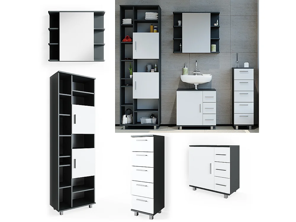 Meubles bain anthracite 60x33x60 ilias