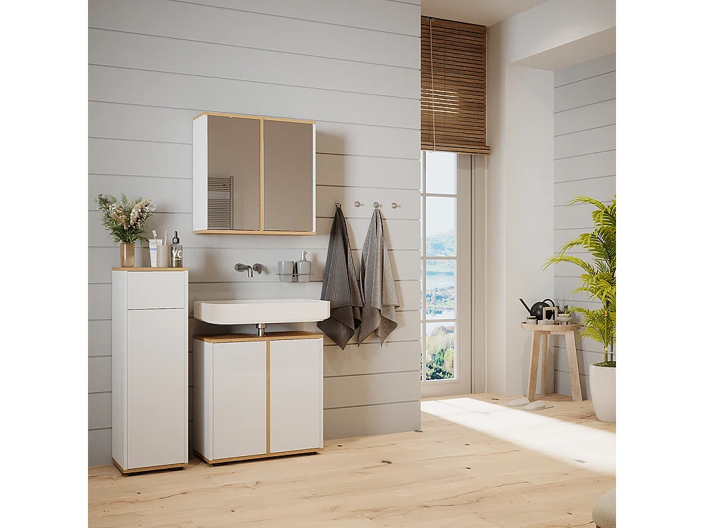 Ensemble meubles bain blanc/artisan 60x30x62 didi