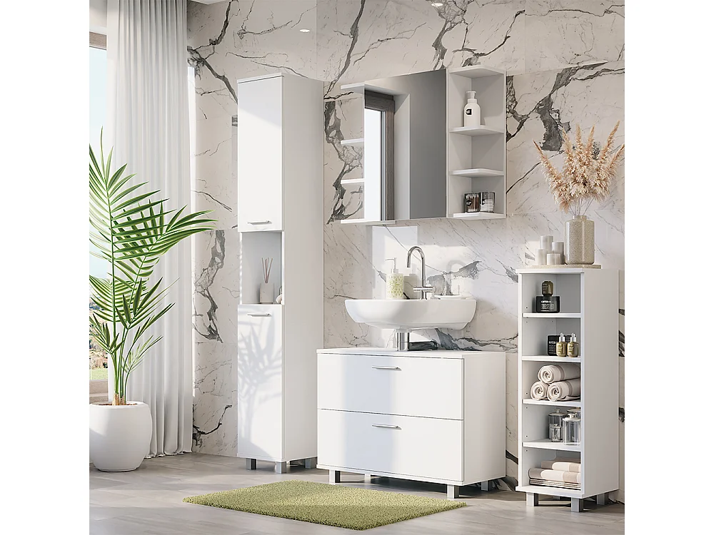 Set di mobili da bagno bianco 80.2x33x60.8 ilias