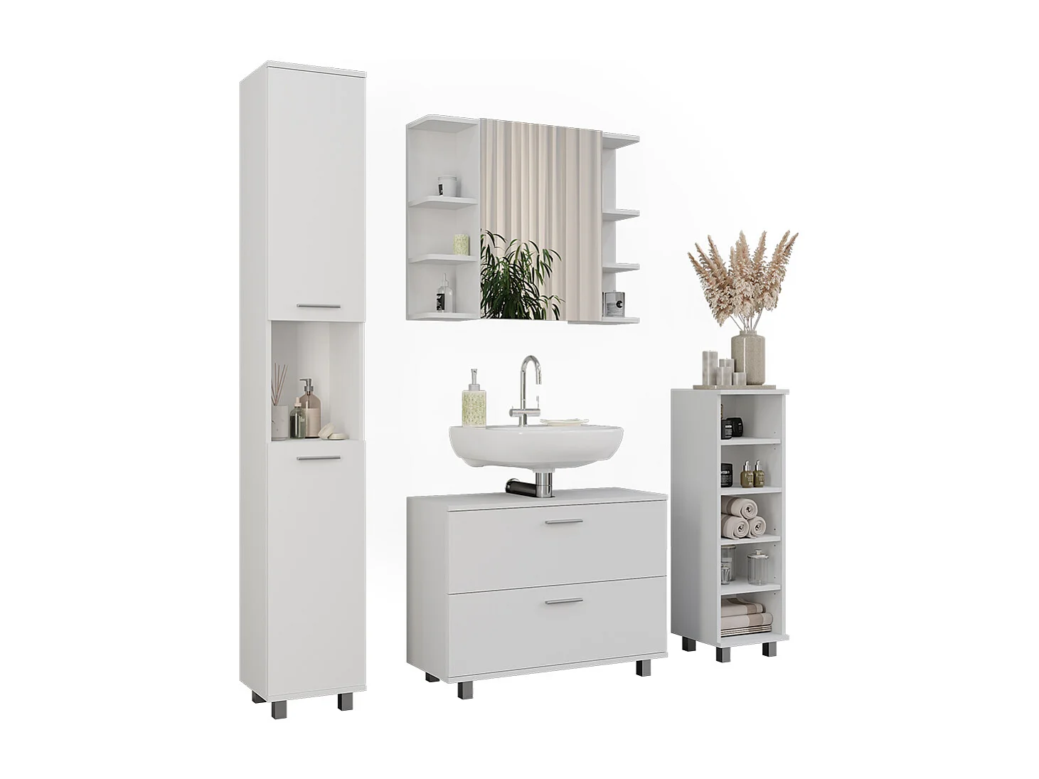 Set di mobili da bagno bianco 80.2x33x60.8 ilias