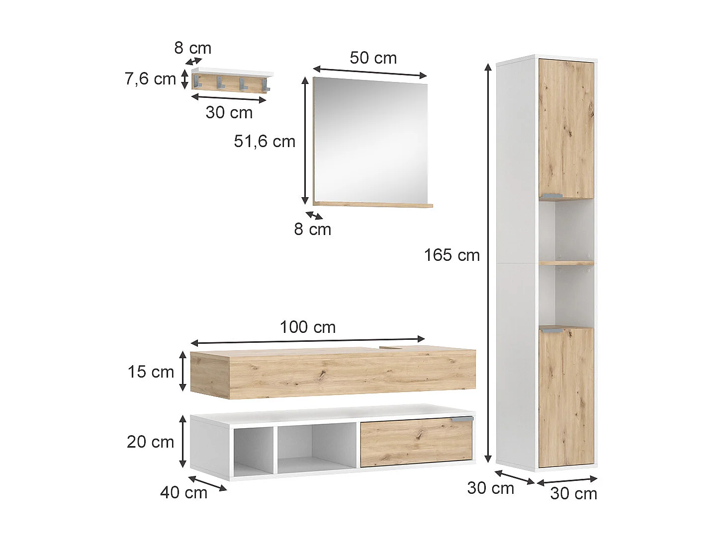 Badmöbel-Set weiß 100x40x20 henri