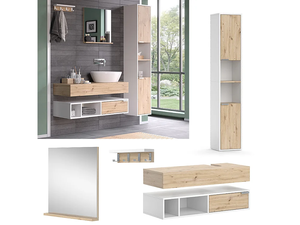 Meubles bain blanc 100x40x20 henri