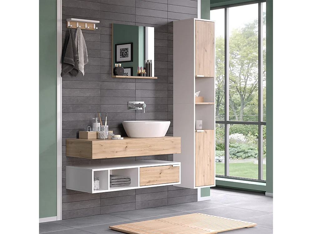 Meubles bain blanc 100x40x20 henri