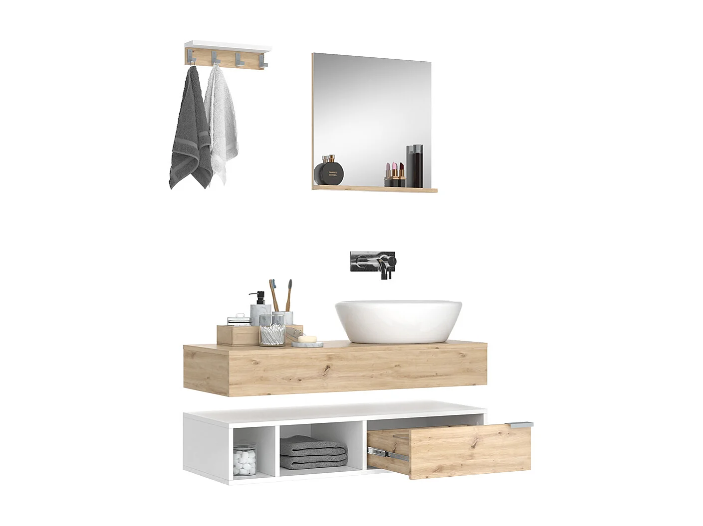 Meubles bain blanc 100x40x20 henri