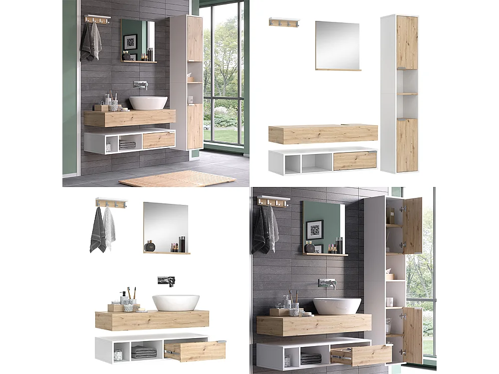 Meubles bain blanc 100x40x20 henri