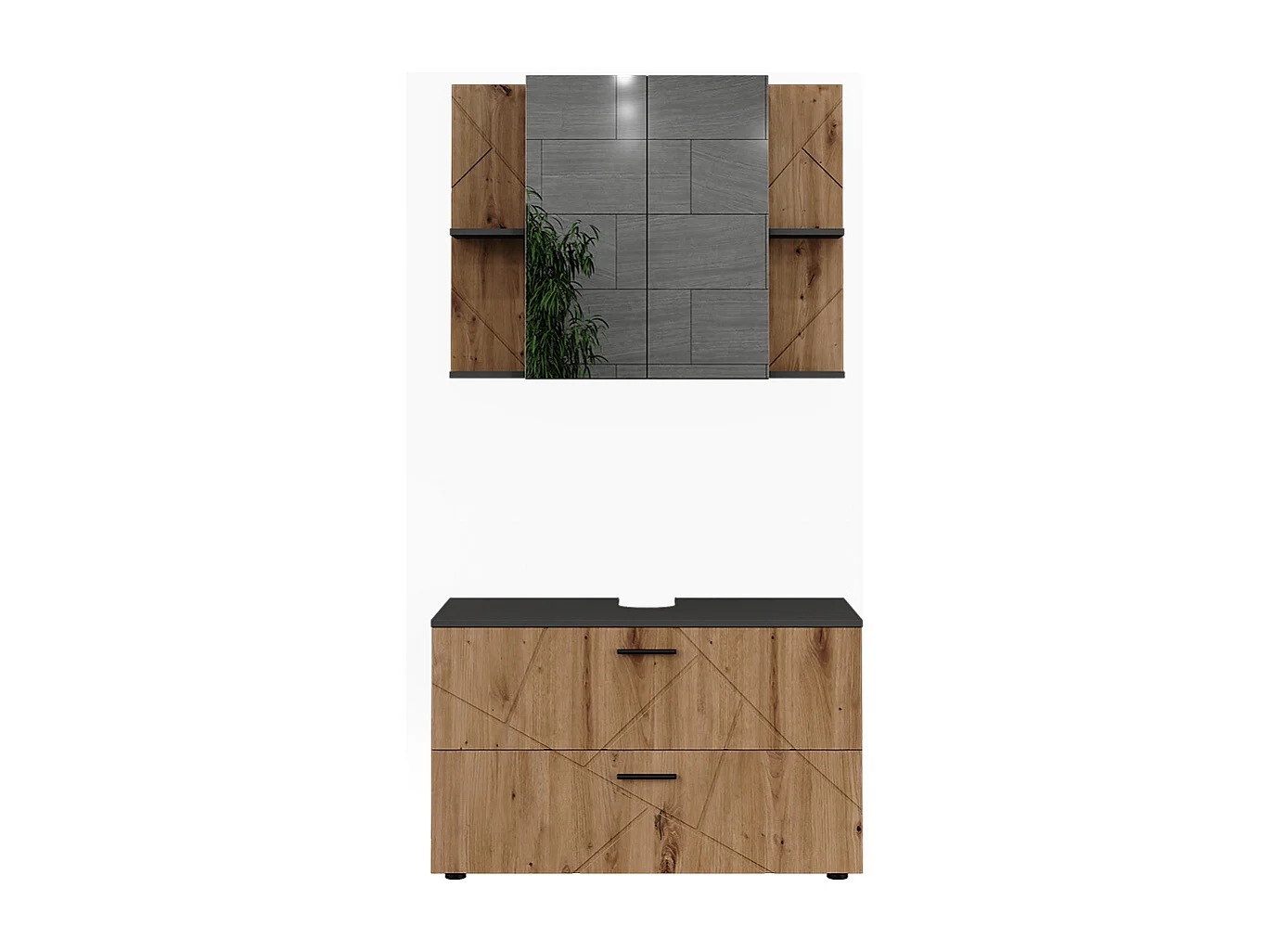 Ensemble de meubles de salle de bains anthracite/artisan 100x44.6x57 irma