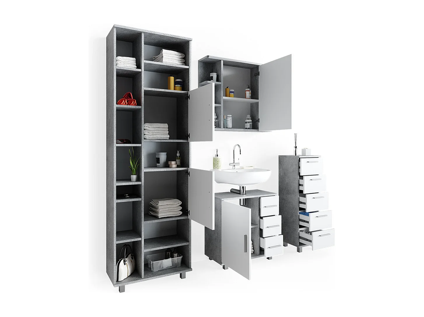 Badkamermeubel set beton 60x33x60 ilias