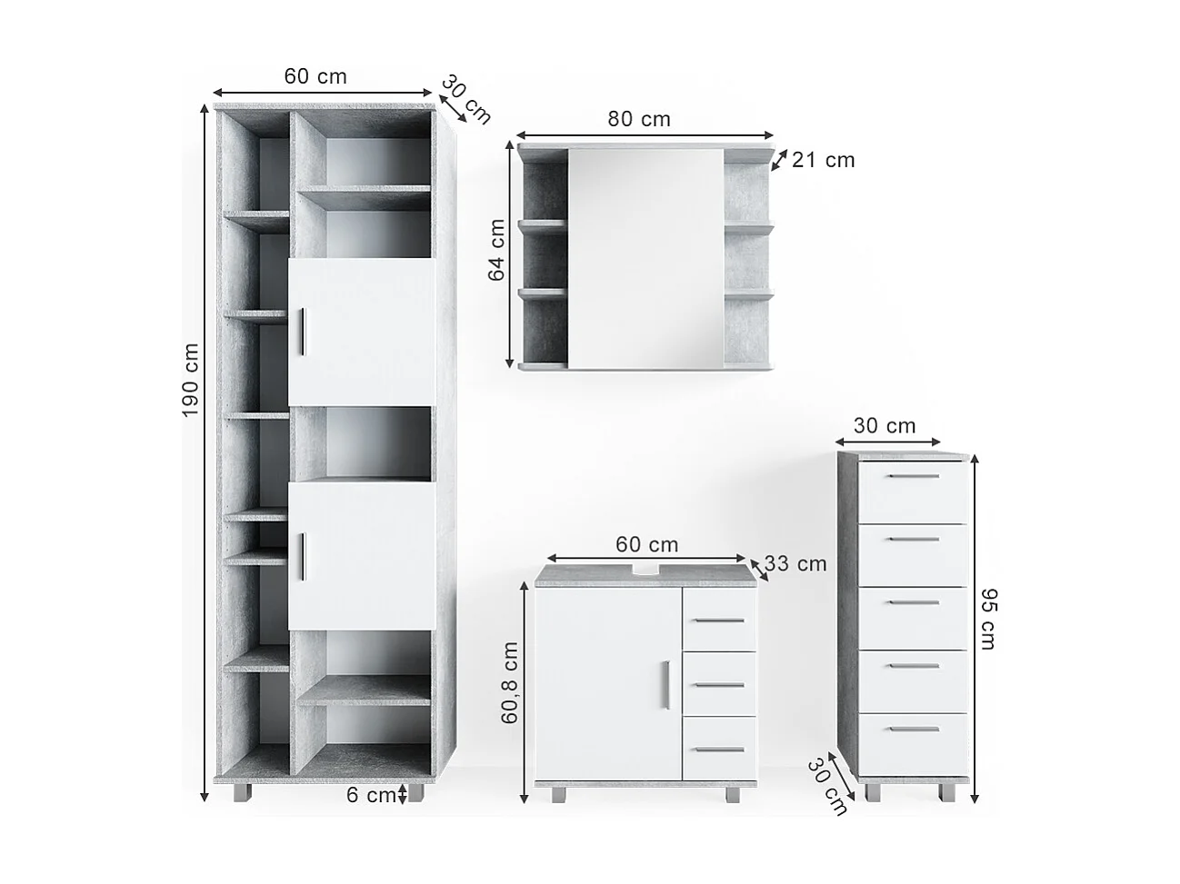 Meubles bain béton 60x33x60 ilias