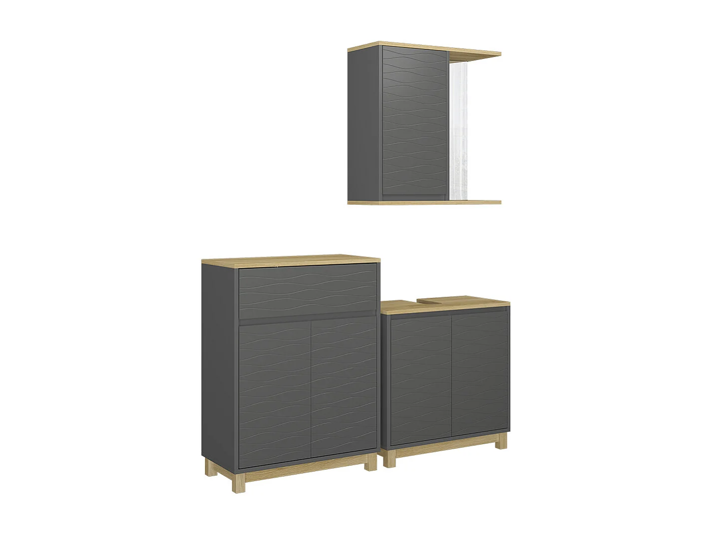 Badmöbel-Set anthrazit/eiche 60x30x60 livia