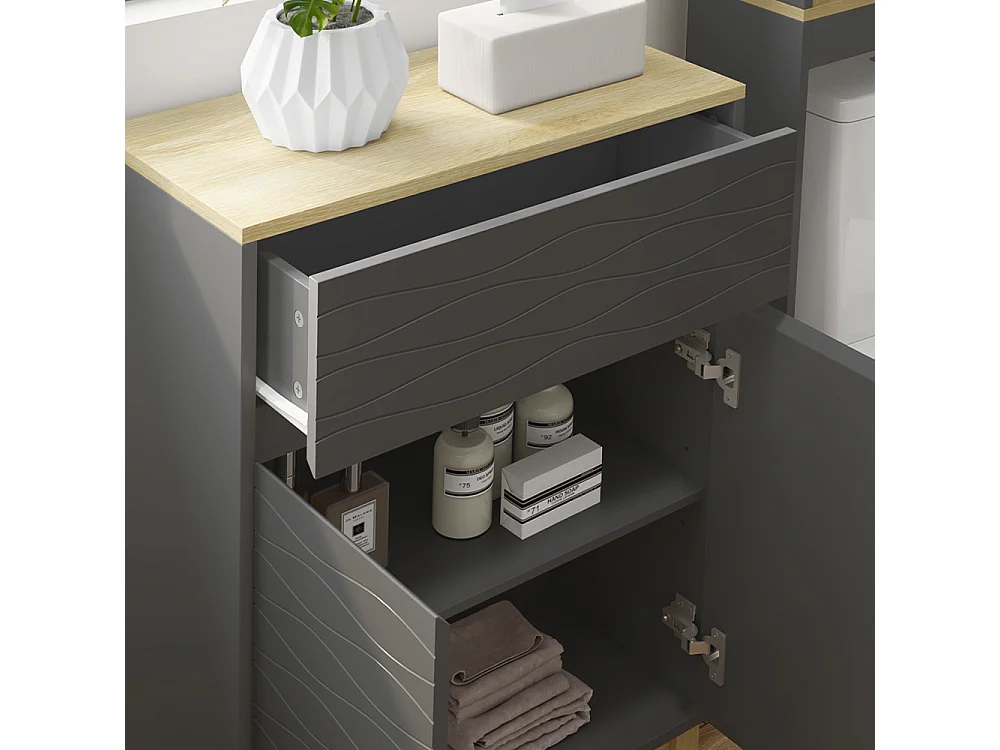 Meubles bain anthracite/chêne 60x30x60 livia