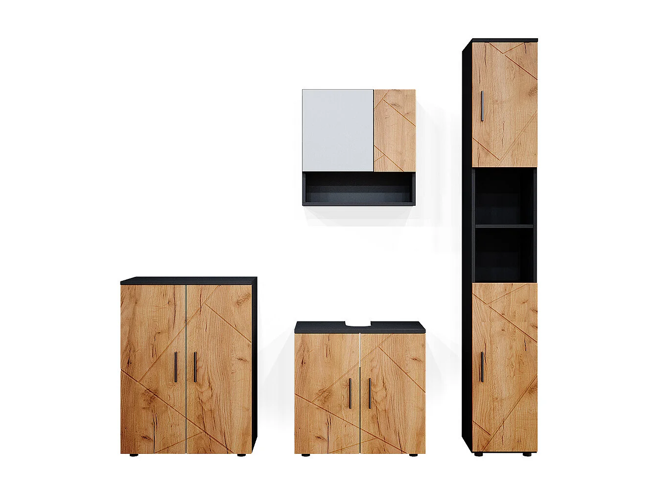 Conjunto de muebles de baño oro power roble/antracita 80x41x58.6 irma