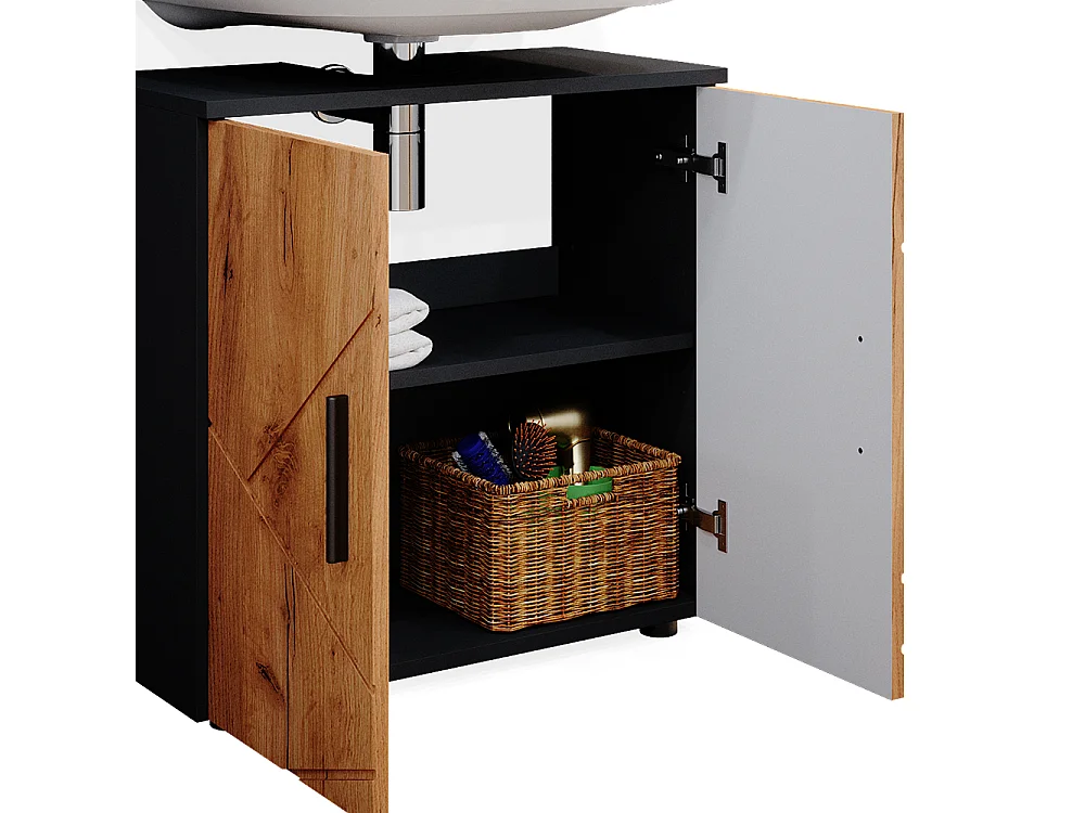 Conjunto de muebles de baño oro power roble/antracita 80x41x58.6 irma