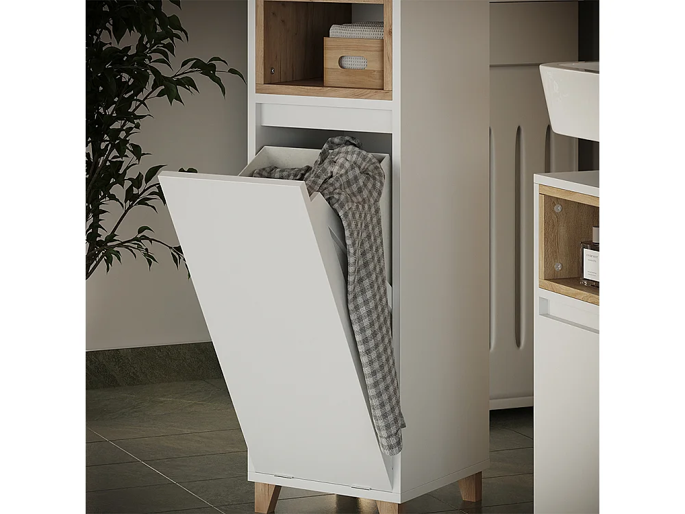 Meubles bain blanc/chêne 60x30x61 elnor